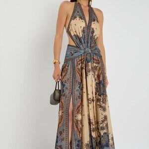 Zimmermann Printed cotton halter top long dress